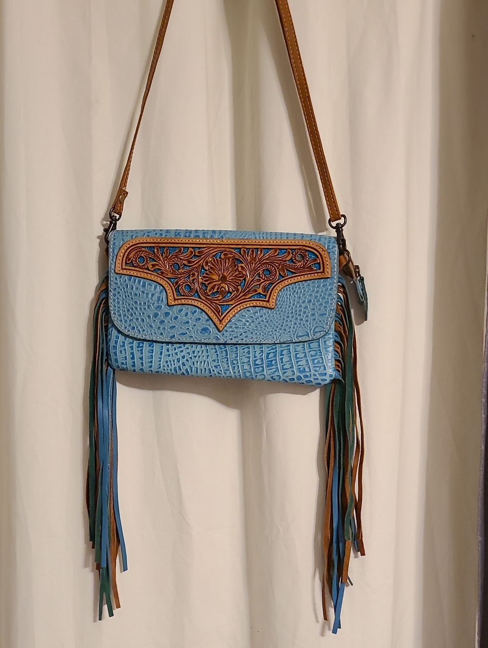 Myra Leather Crossbody Bag with Fringe